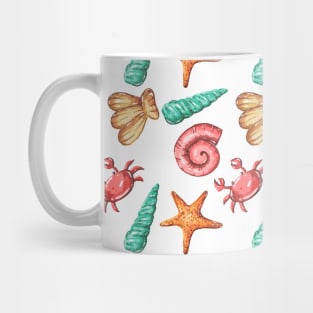 Cute Beach Nature with Coral Starfish and Crab Ocean Summer Gift Mug